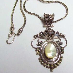 Vintage Chunky  Sterling STUART BALI Necklace MOP